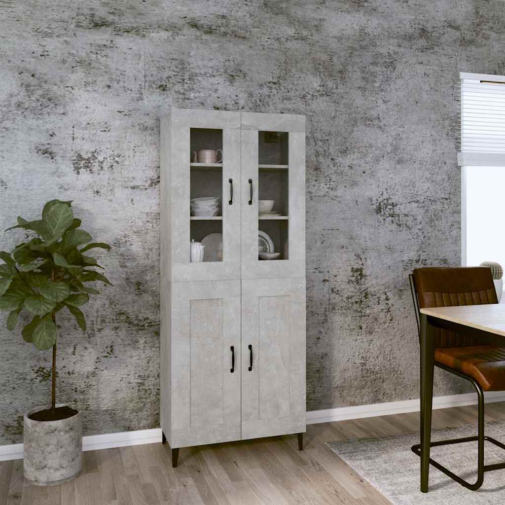 vidaXL Kaappi betoninharmaa 69,5x34x180 cm tekninen puu