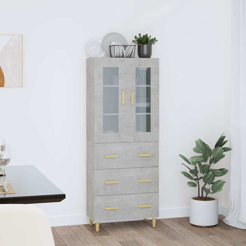 vidaXL Kaappi betoninharmaa 69,5x34x180 cm tekninen puu