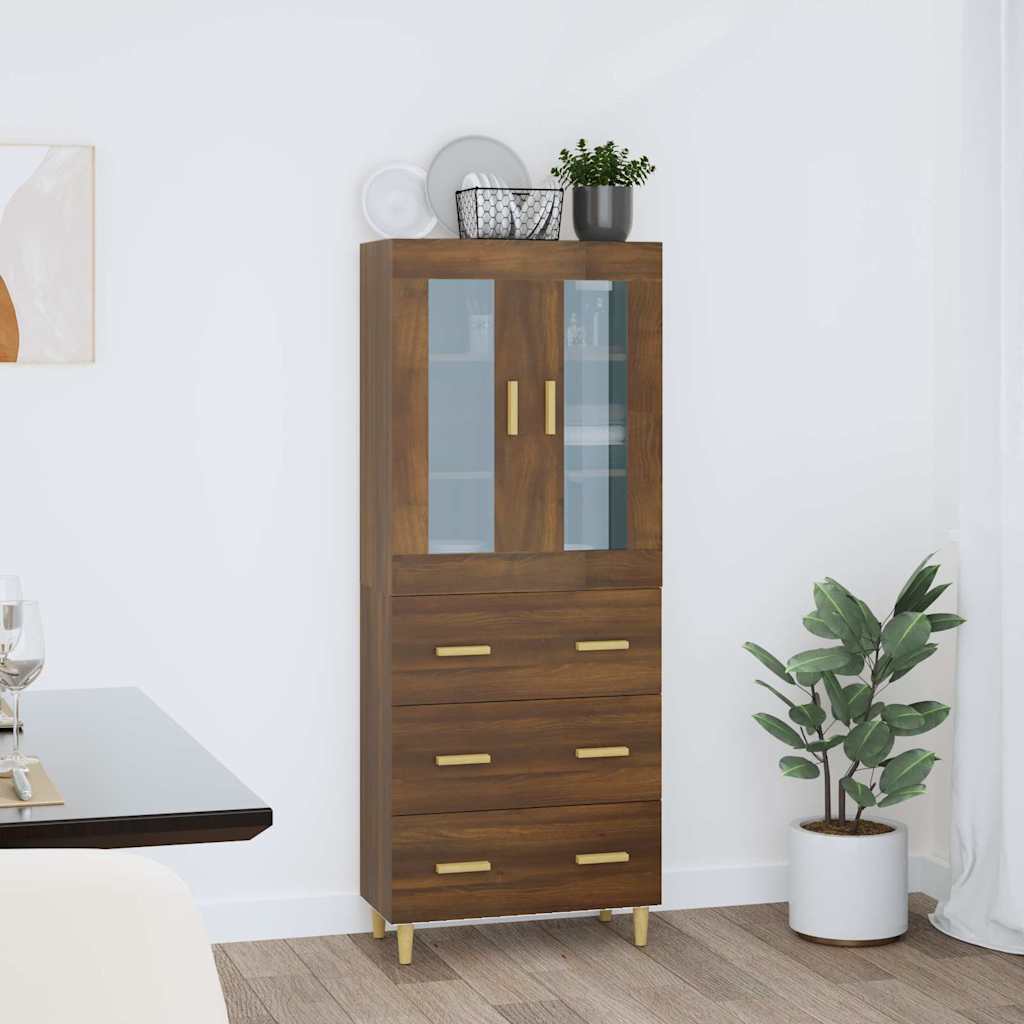 vidaXL Kaappi ruskea tammi 69,5x34x180 cm tekninen puu