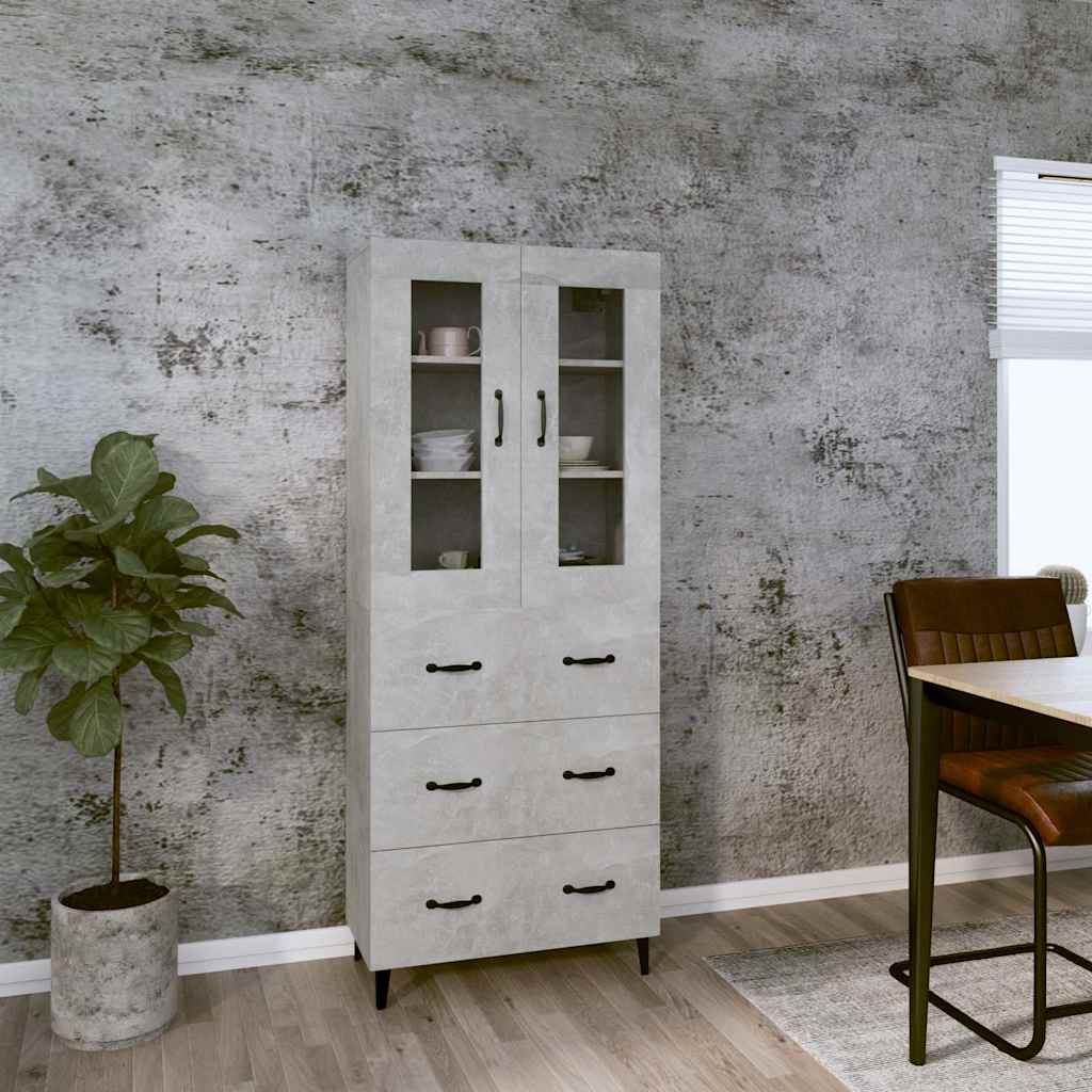 vidaXL Kaappi betoninharmaa 69,5x34x180 cm tekninen puu