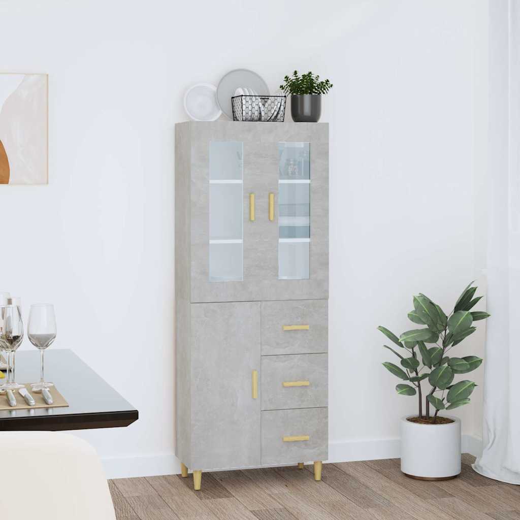 vidaXL Kaappi betoninharmaa 69,5x34x180 cm tekninen puu