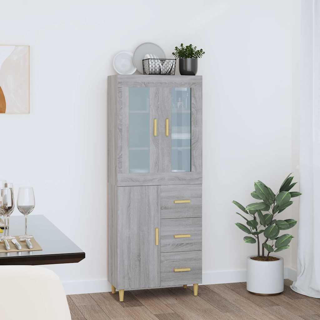vidaXL Kaappi harmaa Sonoma 69,5x34x180 cm tekninen puu