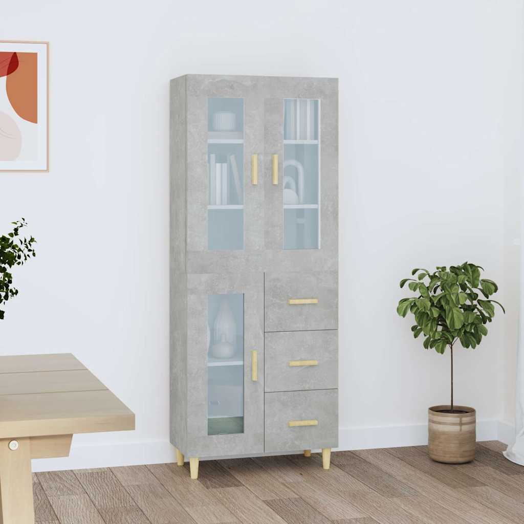 vidaXL Kaappi betoninharmaa 69,5x34x180 cm tekninen puu