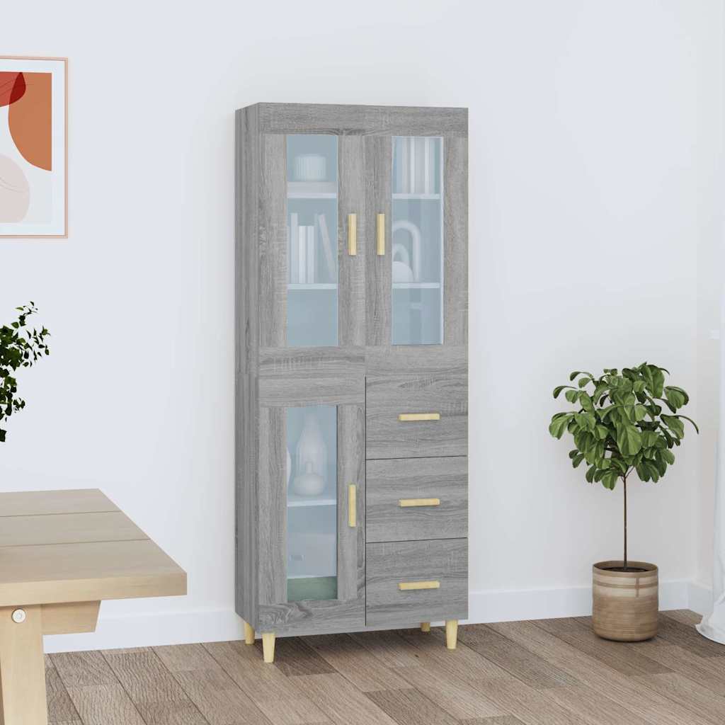 vidaXL Kaappi harmaa Sonoma 69,5x34x180 cm tekninen puu