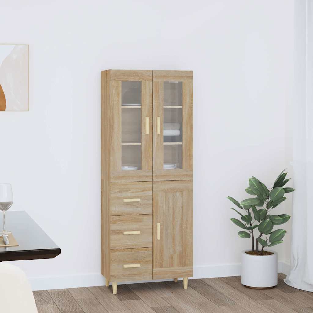 vidaXL Kaappi Sonoma tammi 69,5x34x180 cm tekninen puu