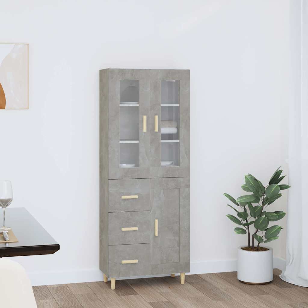 vidaXL Kaappi betoninharmaa 69,5x34x180 cm tekninen puu