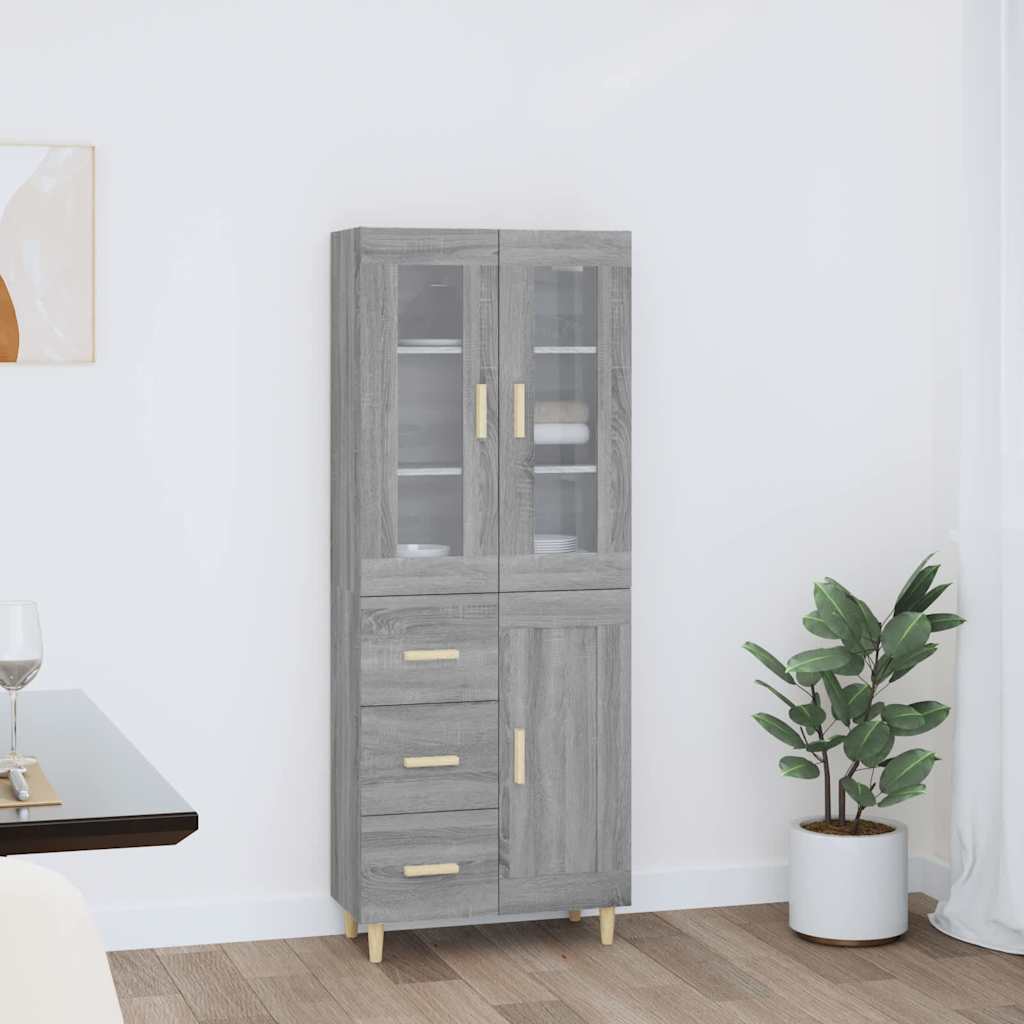 vidaXL Kaappi harmaa Sonoma 69,5x34x180 cm tekninen puu