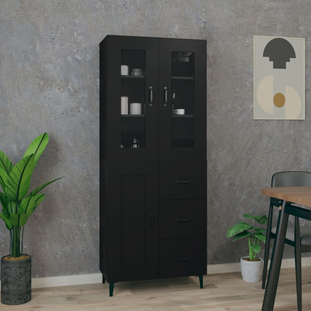 Komoda, juodos spalvos, 69,5x34x180cm, apdirbta mediena | Stepinfit