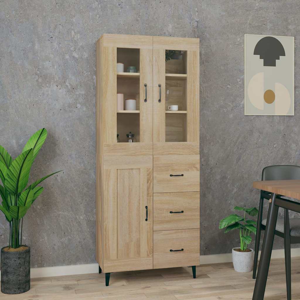 vidaXL Kaappi Sonoma tammi 69,5x34x180 cm tekninen puu