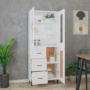 vidaXL Komoda, baltos spalvos, 69,5x34x180cm, apdirbta mediena, blizgi