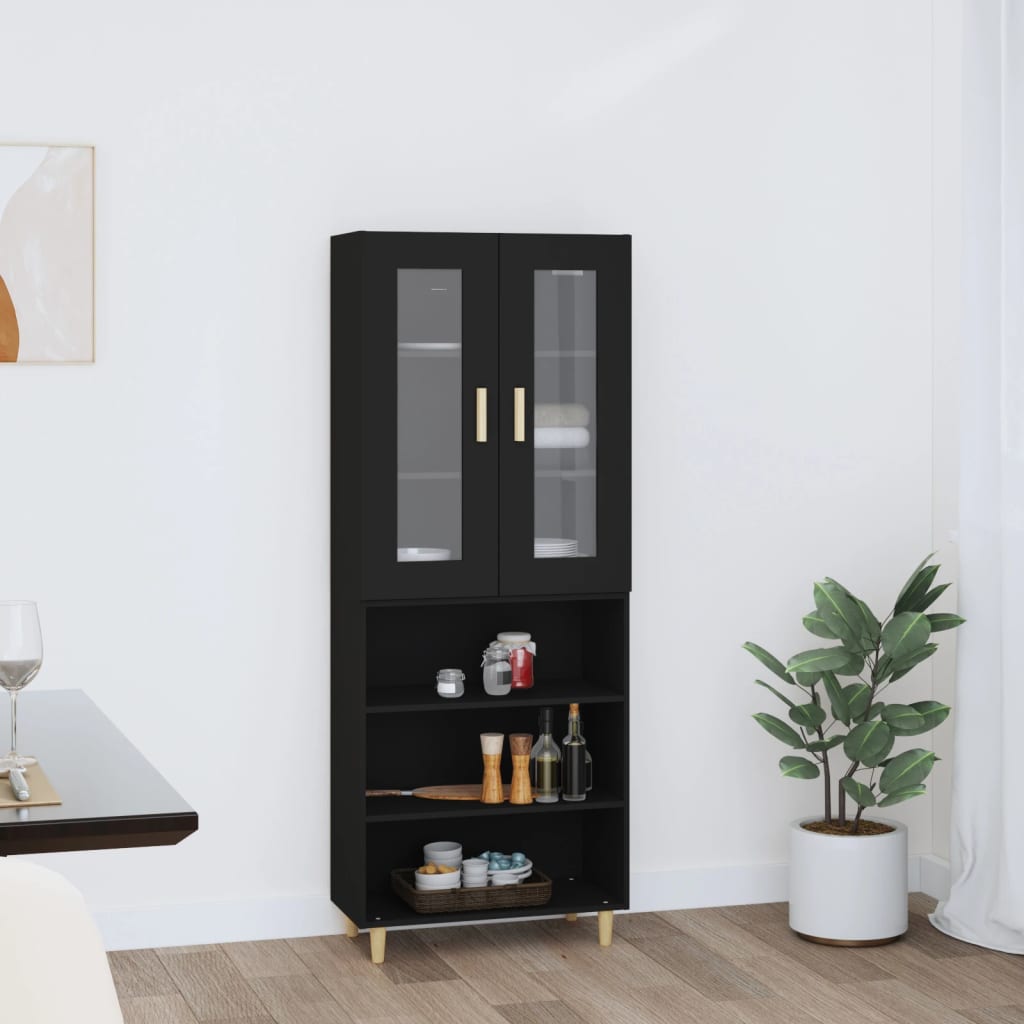 vidaXL Credenza Nera 69,5x34x180 cm in Legno Multistrato