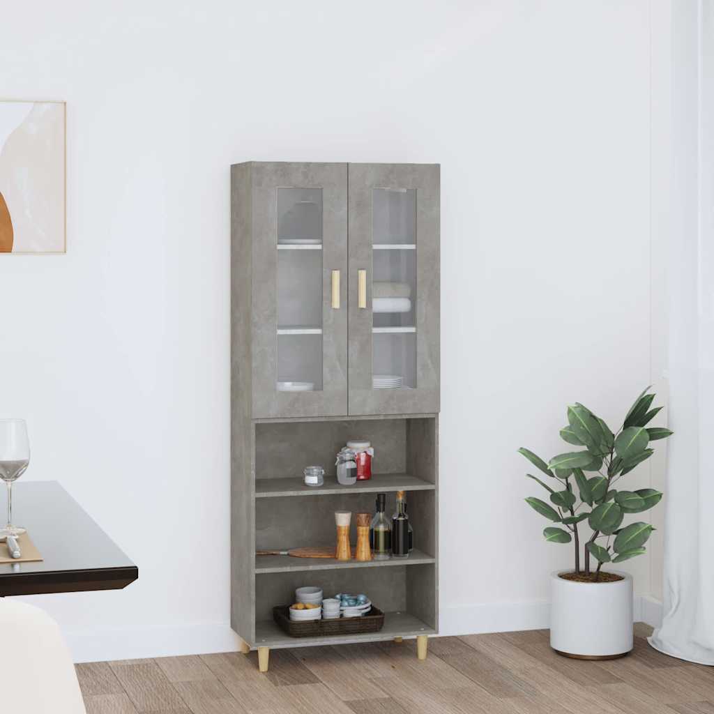 vidaXL Kaappi betoninharmaa 69,5x34x180 cm tekninen puu