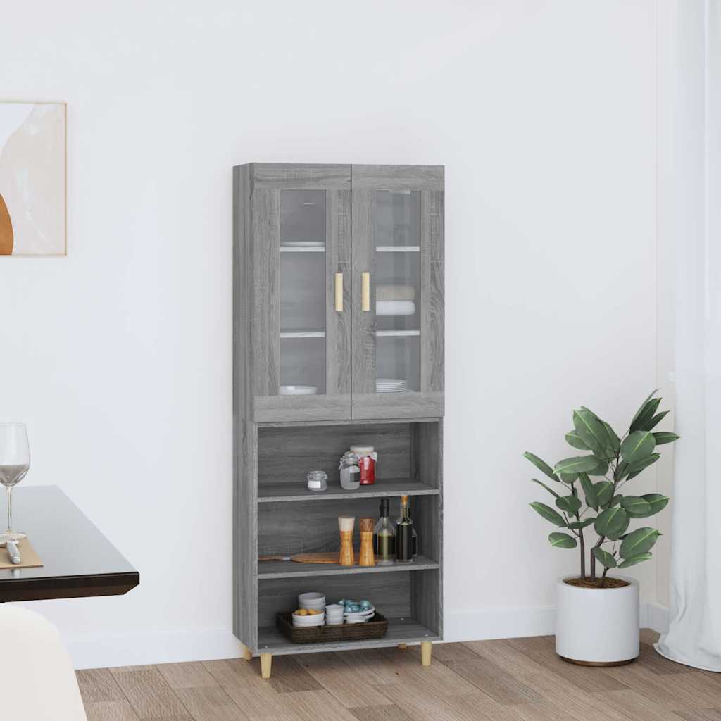 vidaXL Kaappi harmaa Sonoma 69,5x34x180 cm tekninen puu