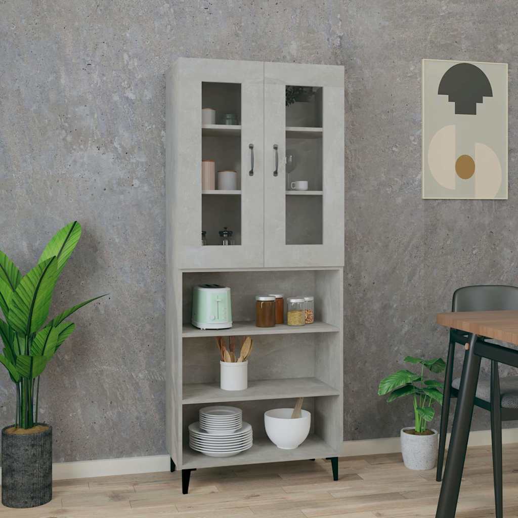 vidaXL Kaappi betoninharmaa 69,5x34x180 cm tekninen puu