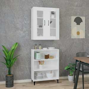 vidaXL Credenza Bianco Lucido 69,5x34x180 cm in Legno Multistrato