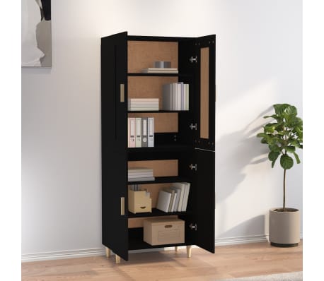 vidaXL Komoda, juodos spalvos, 70x34x180cm, apdirbta mediena