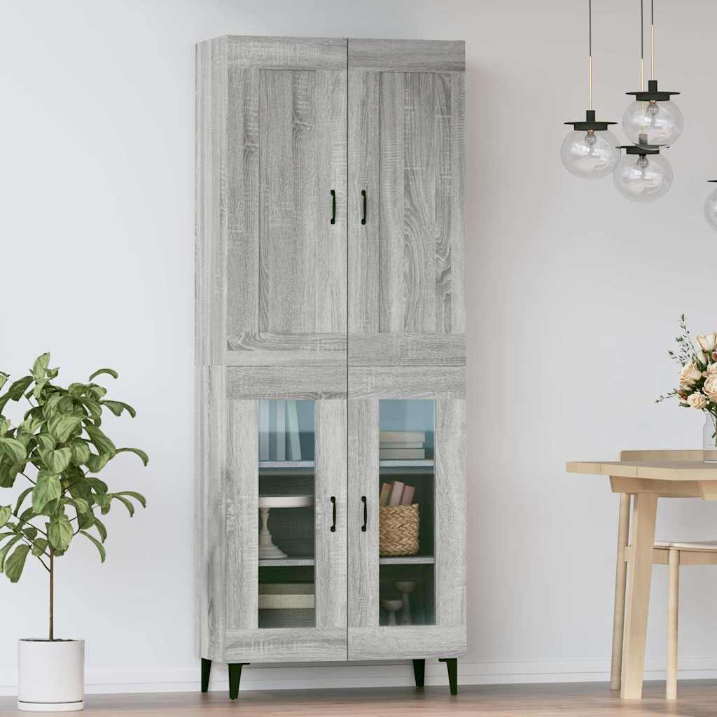 vidaXL Kaappi harmaa Sonoma 69,5x34x180 cm tekninen puu