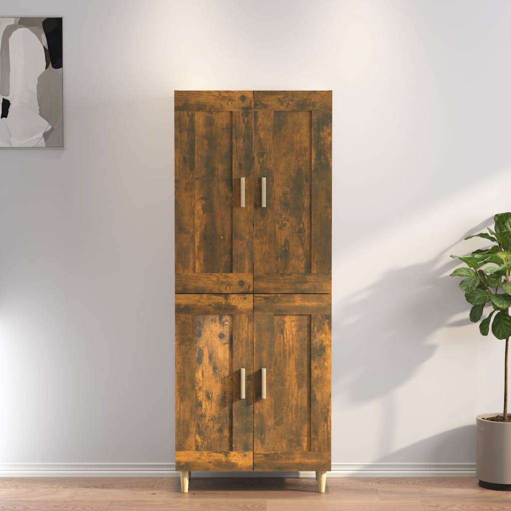 Buffet haut Chêne fumé 69,5x34x180 cm Bois d'ingénierie