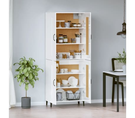 vidaXL Highboard Hochglanz-Wei&szlig; 69,5x34x180 cm Holzwerkstoff