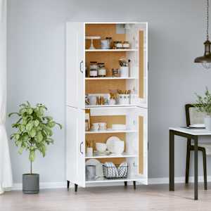 vidaXL Highboard Hochglanz-Wei&szlig; 69,5x34x180 cm Holzwerkstoff