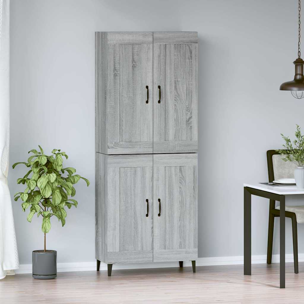vidaXL Kaappi harmaa Sonoma 69,5x34x180 cm tekninen puu
