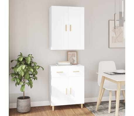 vidaXL Wysoka szafka, biała z połyskiem