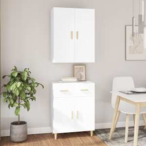 vidaXL Wysoka szafka, biała z połyskiem