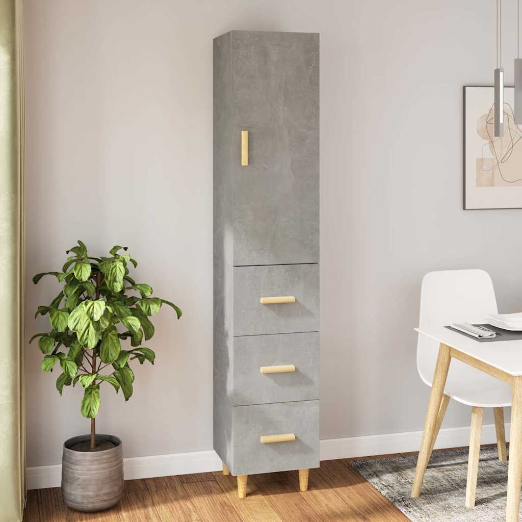 vidaXL Kaappi betoninharmaa 34,5x34x180 cm tekninen puu