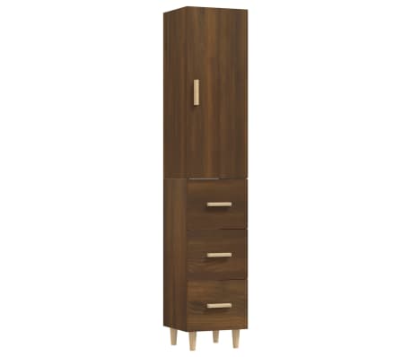 vidaXL Buffet haut Chêne marron 34,5x34x180 cm Bois d'ingénierie