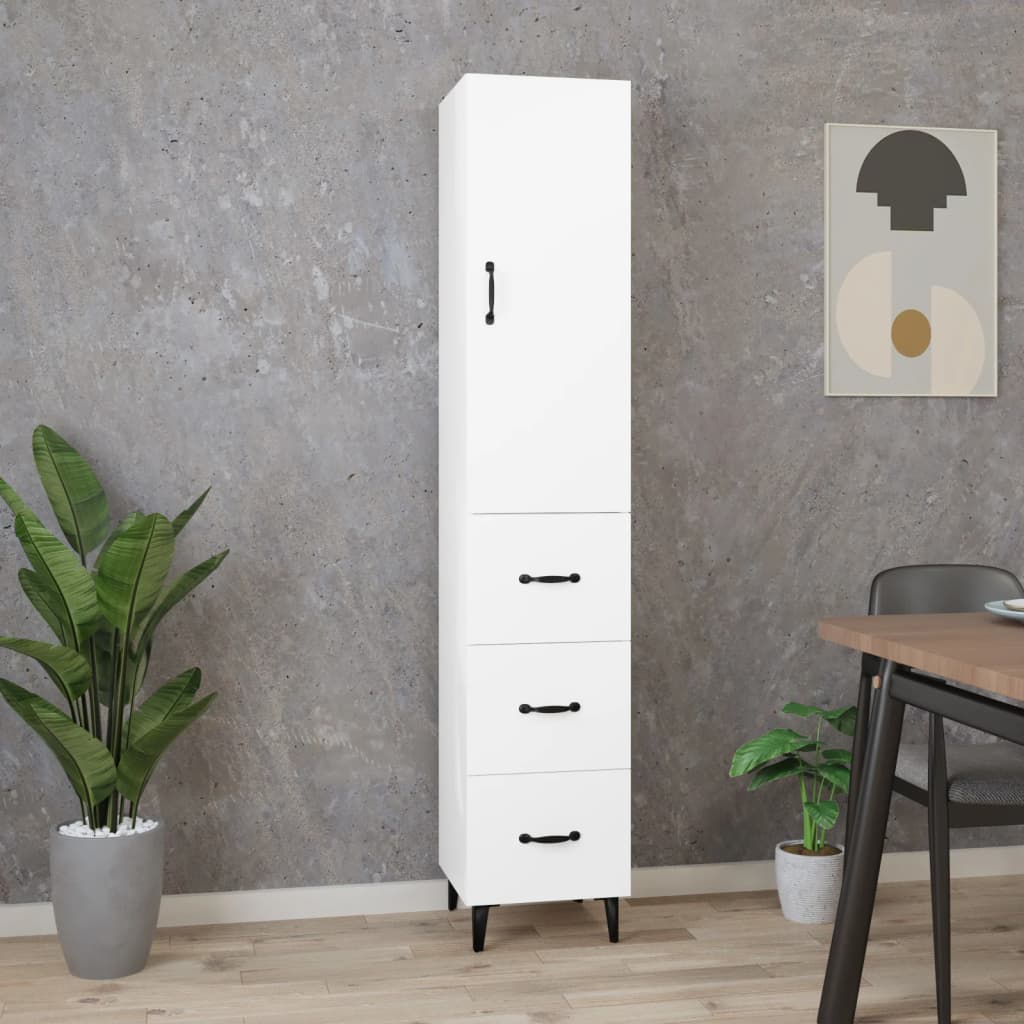 vidaXL Dulap înalt, alb, 34,5x34x180 cm, lemn prelucrat
