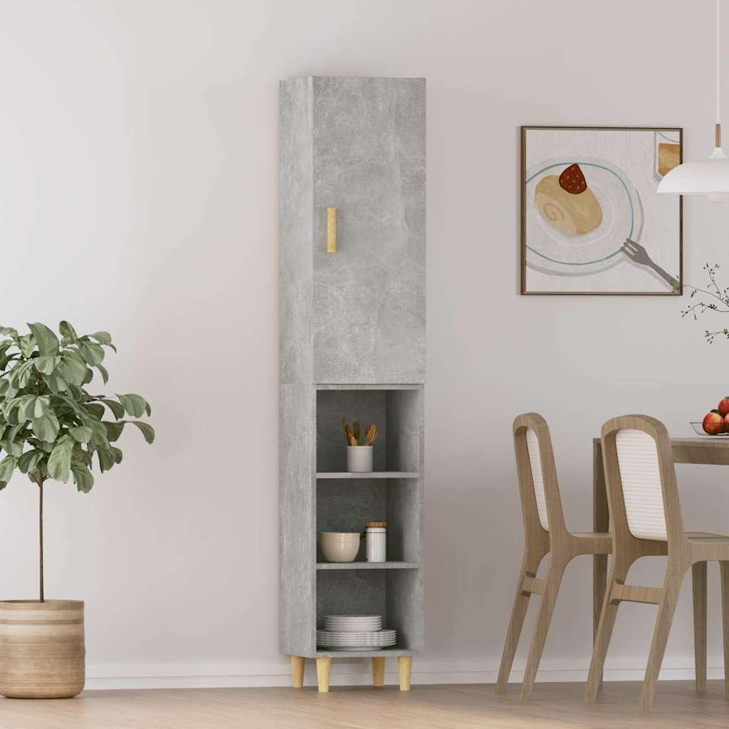 vidaXL Kaappi betoninharmaa 34,5x34x180 cm tekninen puu