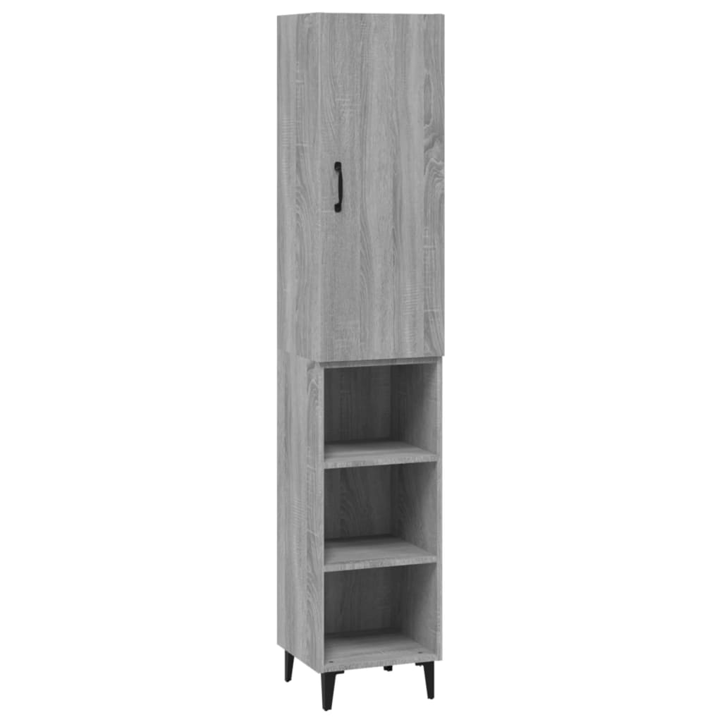 vidaXL Highboard grå sonoma 34,5x34x180 cm konstruert tre