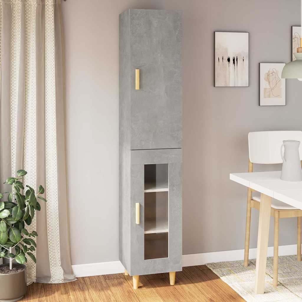 vidaXL Kaappi betoninharmaa 34,5x34x180 cm tekninen puu