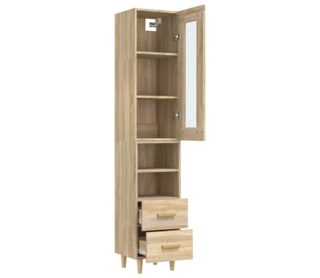 vidaXL Hoge kast 34,5x34x180 cm bewerkt hout sonoma eikenkleurig