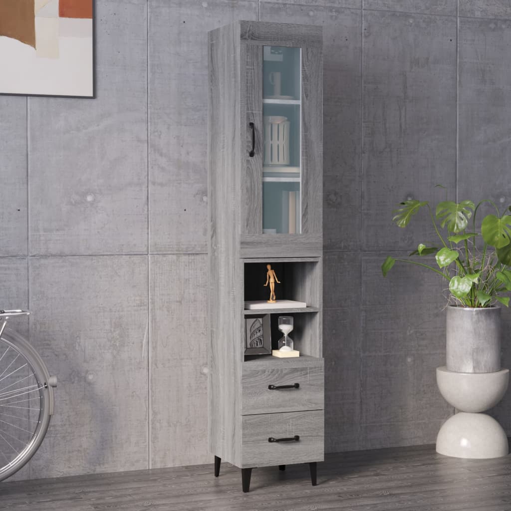 Skříň highboard šedá sonoma 34,5 x 34 x 180 cm kompozitní dřevo