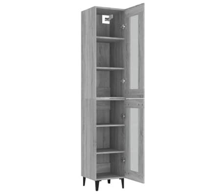 vidaXL Buffet haut Sonoma gris 34,5x34x180 cm Bois d'ingénierie