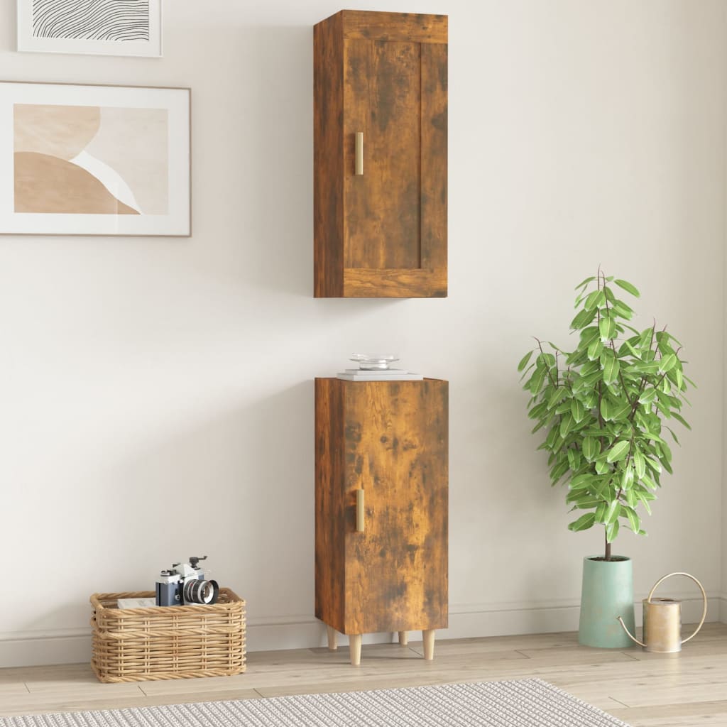 Skříň highboard kouřový dub 35 x 34 x 180 cm kompozitní dřevo