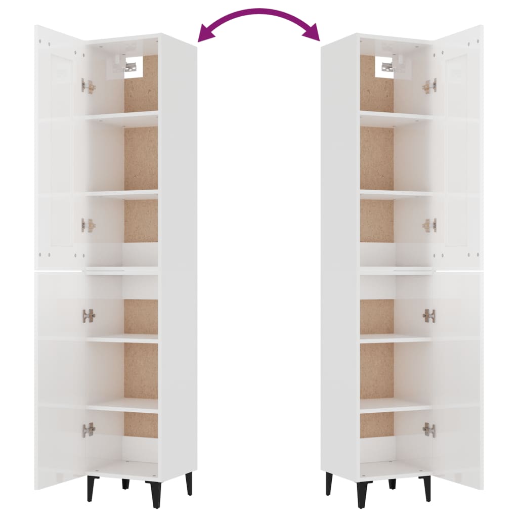 Skříň highboard bílá s vysokým leskem 35x34x180 cm kompozit