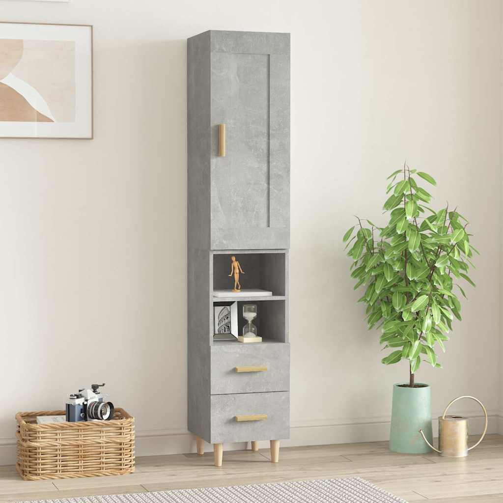 vidaXL Kaappi betoninharmaa 35x34x180 cm tekninen puu