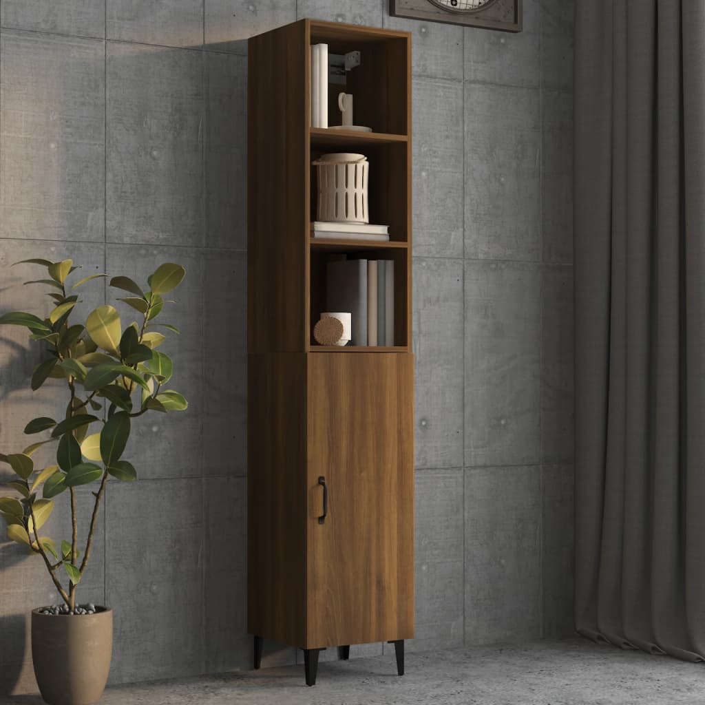 vidaXL Dulap înalt, stejar maro, 34,5x34x180 cm, lemn prelucrat