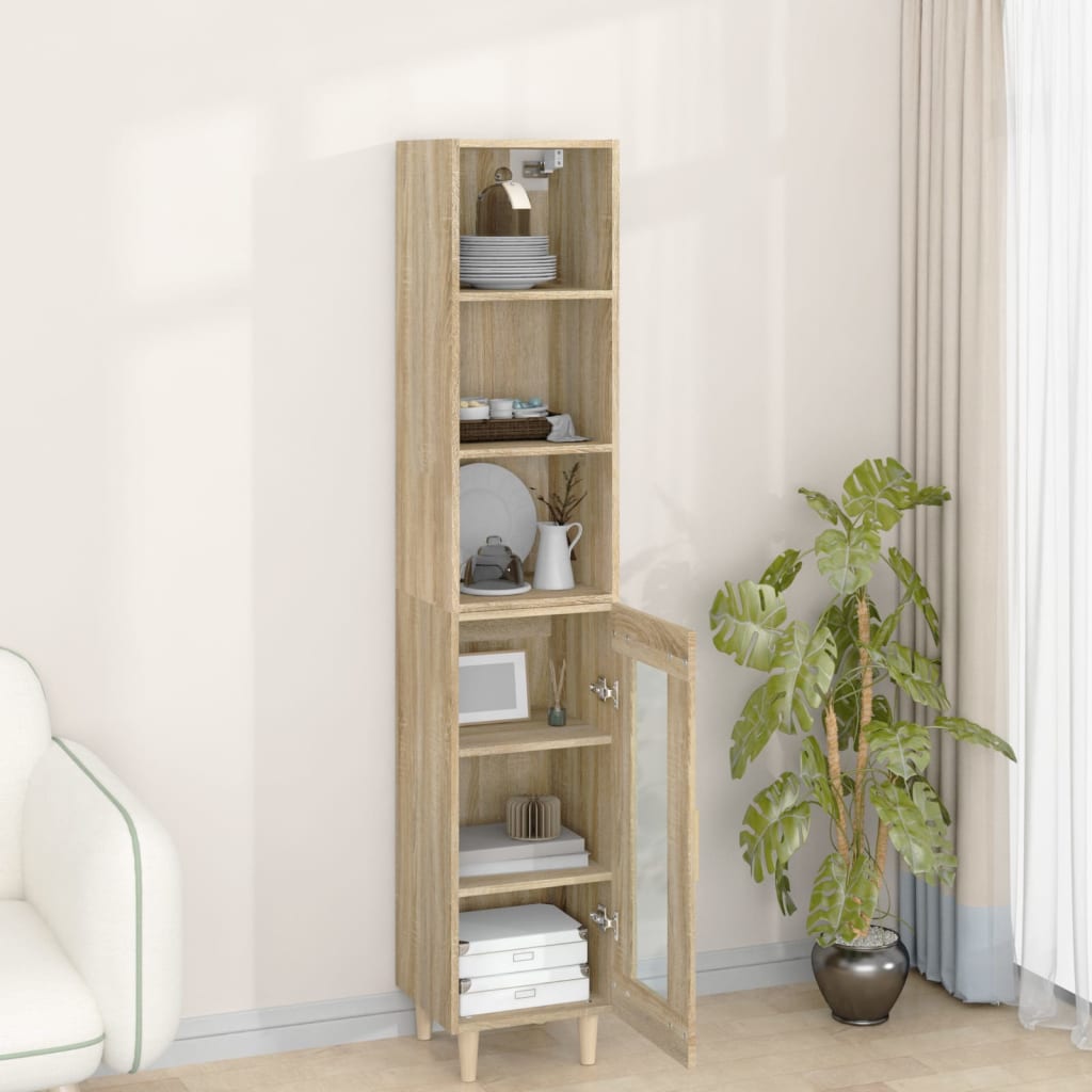 vidaXL Highboard sonoma eik 34,5x34x180 cm konstruert tre