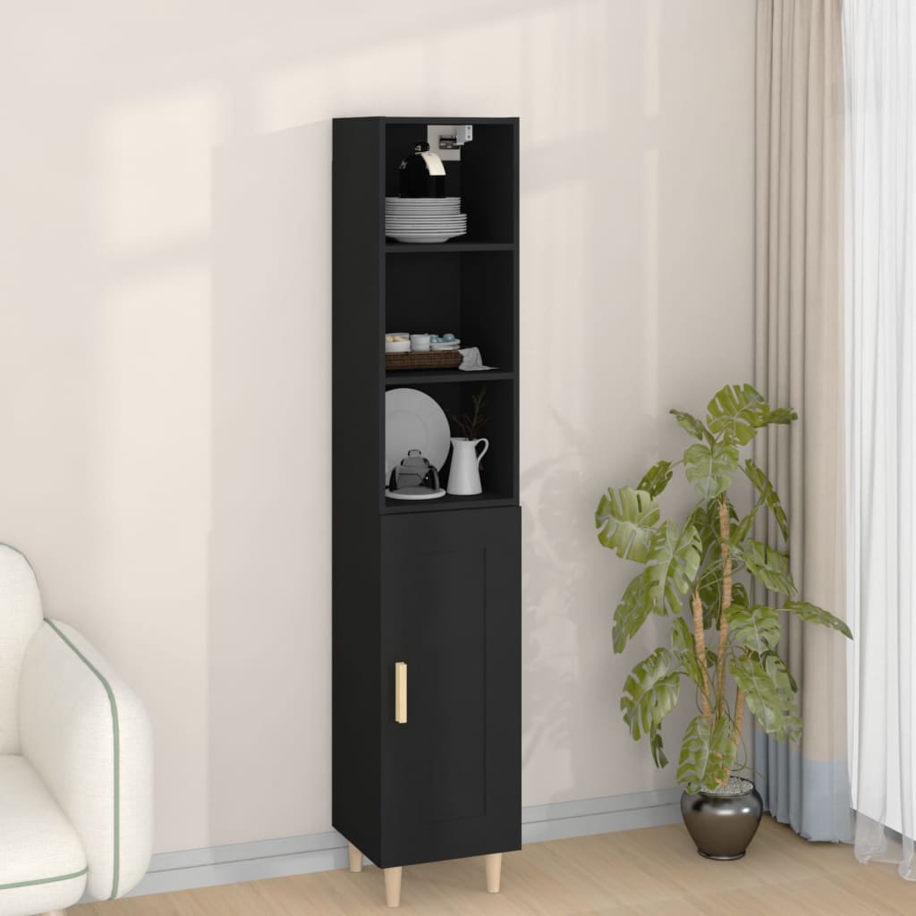 vidaXL Dulap înalt, negru, 34,5x34x180 cm, lemn prelucrat