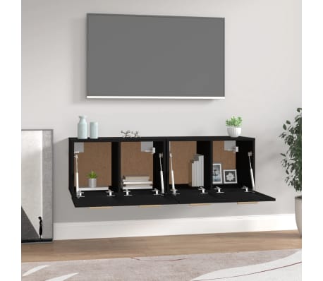 vidaXL Wall Cabinets 2 pcs Black 60x36.5x35 cm Engineered Wood