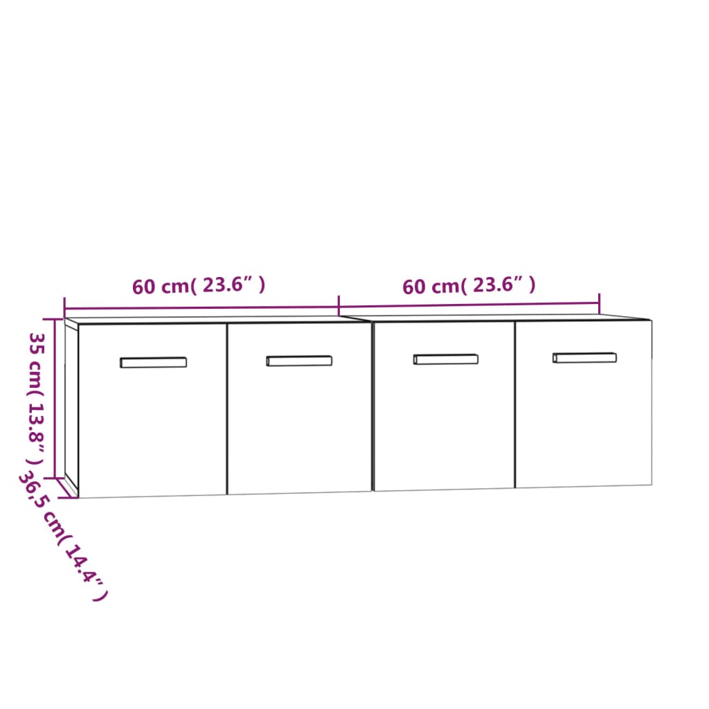 imagem de vidaXL Armário parede 2pcs 60x36,5x35cm madeira processa. cinza sonoma9