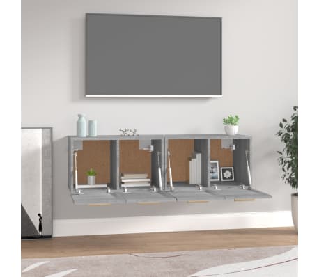 vidaXL sienas skapī&scaron;i, 2 gab., pelēki, 60x36,5x35cm, inženierijas koks