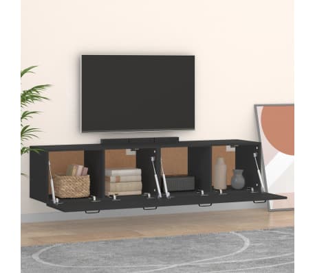 vidaXL Wall Cabinets 2 pcs Black 60x36.5x35 cm Engineered Wood