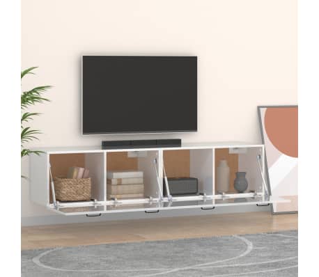 vidaXL Arm&aacute;rios parede 2pcs 60x36,5x35 cm madeira branco brilhante