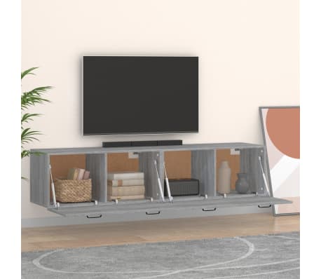 vidaXL Sieninės spintelės, 2vnt., pilkos ąžuolo, 60x36,5x35cm, mediena