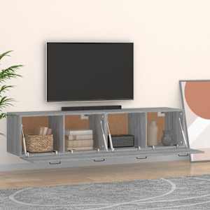 vidaXL Sieninės spintelės, 2vnt., pilkos ąžuolo, 60x36,5x35cm, mediena