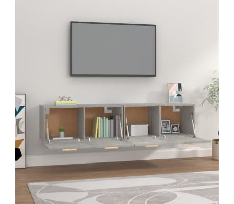 vidaXL vægskabe 2 stk. 80x35x36,5 cm konstrueret træ betongrå